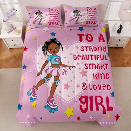 Black Ballerina Comforter Twin Sets for Girls Toddle,Black Girl Magic Comforter Set for Teens Kids,African American Afro Girl Inspirational Bedding Sets