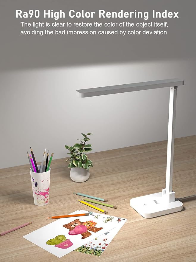LED Desk Lamp, Dimmable Desk Light Touch Control with 4 Brightness Level, Eye Caring Reading Lamp, Desk Lamps for Home Office, Foldable Table Lamp for Study Dorm School students college Gifts