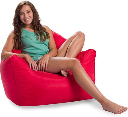 Posh Creations Structured Comfy Seat for Playrooms and Bedrooms, Large Bean Bag Chair, Malibu Lounge, Red