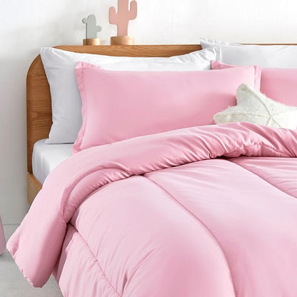 SLEEP ZONE Kids Pink Bedding Comforter Set Full/Queen Size - Super Soft & Cute Printed 3-Piece Comforter Set All Seasons for Girls, Fade Resistant, Machine Washable, Ballet Pink