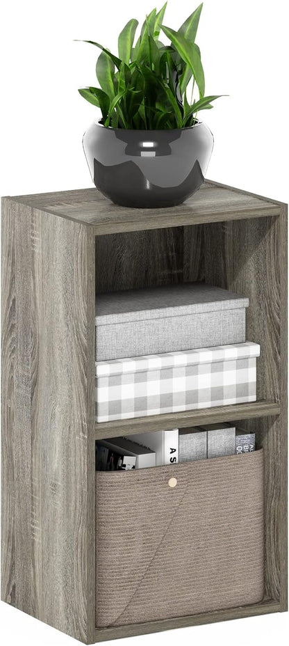Furinno Luder Bookcase / Book / Storage, 2-Tier Cube, French Oak