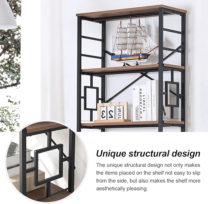 HOMISSUE Tall Bookshelf, Industrial 7-Tier Bookshelf with Unique Design, Open Bookshelves and Bookcases, Freestanding Book Shelf Bookcase for Living Room, Home Office and Bedroom, Rustic Brown