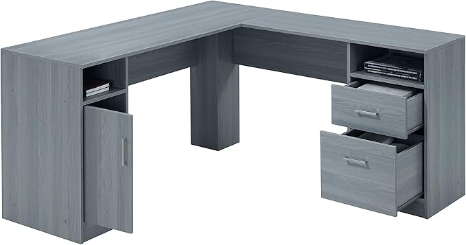 NicBex Laik-DW-00038-DX Desks, 59.5" W x 59.5" D x 29.75" H, Gray