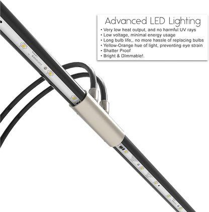 Cocoweb 22" Grand Piano Lamp, LED, Adjustable, Quality Lighting in Black with Satin Nickel Accents, with Plug-in Adapter - GPLED22SND