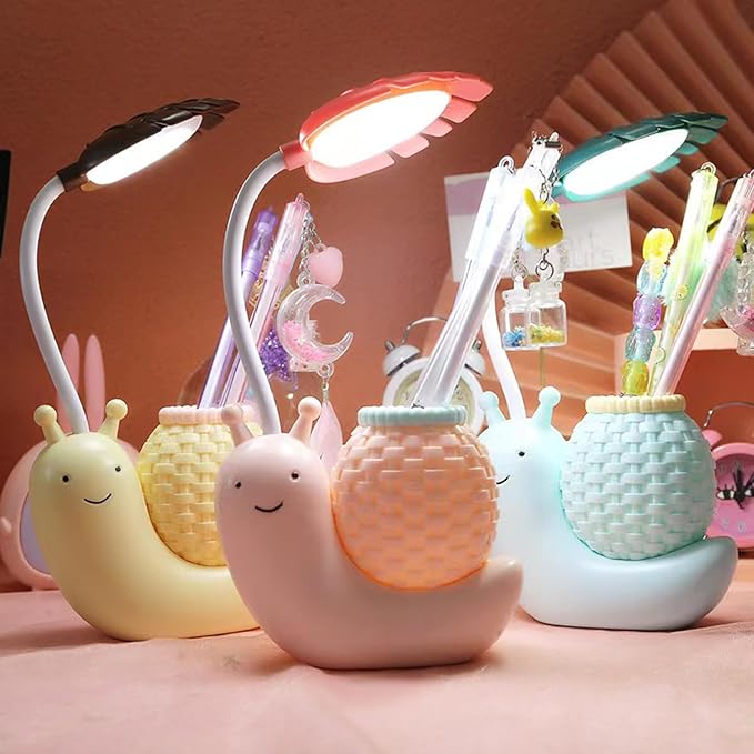 Cute Desk Lamp,Childrens Led Night Light, Portable Foldable Rechargeable Animal Table Lamp for Kids Students Desk with Lights (Pink)