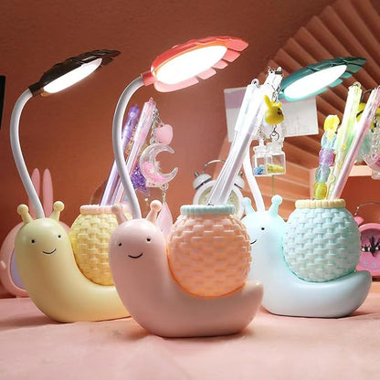 Cute Desk Lamp,Childrens Led Night Light, Portable Foldable Rechargeable Animal Table Lamp for Kids Students Desk with Lights (Pink)