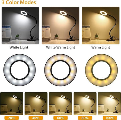 iVict Desk Light Clip on Light, 56 LEDs Desk Lamp for Home Office, 3 Modes with 10 Brightness Dimmable Reading Light, Clamp Desk Lamp for Bed Headboard, Craft, Computer, Video Call