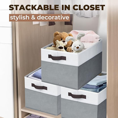 Criusia 6 Pack Clothes Bins for Organization - 16x12 Extra Large Storage Baskets for Shelves Closet Bedroom - Toy Storage Organizer Bins Boxes Cubes for Nursery - RV Apartment Essentials