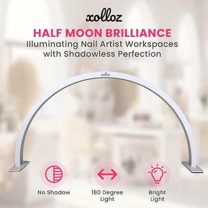 Half-Moon Nail Desk Lamp for Professionals, 3360 Lumen Led Light for Nails, Perfect Led Manicure Desk Lamp | Tattoo Light | Lash Tech Light | Manicure Light Led (White) (Touch Control)
