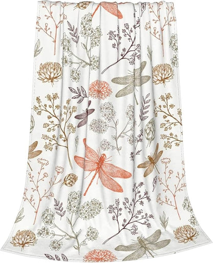 Dragonfly Baby Blanket 30x40 Inches - Super Soft Flannel Throw for Nursery & Strollers - Cute Dragonfly Gifts for Women New Moms - Lightweight Fleece Blankets for Toddlers & Infants