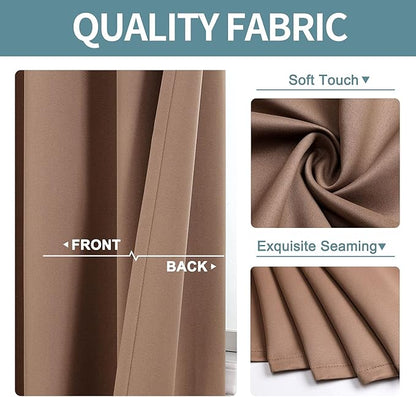 ChrisDowa Room Darkening Curtains 90 Inches Long 2 Panels Set for Living Room, Grommet Thermal Insulated Blackout Curtains for Bedroom (Cappuccino, 52 x 90 Inch)