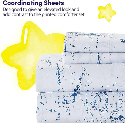 Kids Bedding Set Bed in a Bag for Boys and Girls Toddlers Printed Sheet Set and Comforter, Full, Dinosaur (Pack of 4)