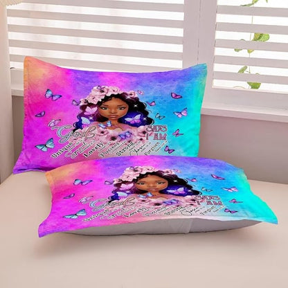 Black Girl Comforter Set Twin,Black Girl Magic Bedding Set,You are Beautiful Lady Bed Bedroom Set,African American Girl Inspirational Quotes Comforter Set