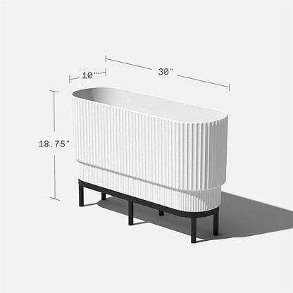 Veradek Demi Series Raised Long Planter for Indoor/Outdoor Use | Made from Plastic & Stone w/Wooden Stand | Modern Patio Décor for Flowers/Shrubs