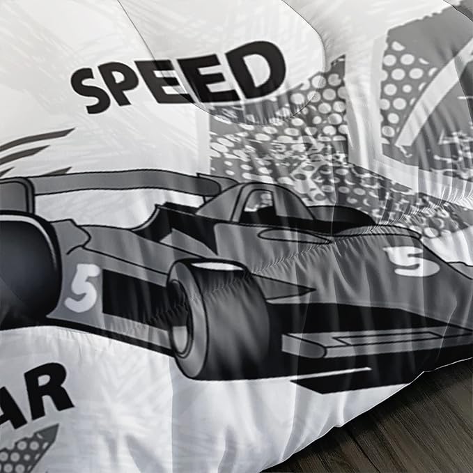 Axolotl Racing Car Comforter Set Queen Size,Extreme Sports Boys Bedding Set for Boys Teens Girls Car Racing Gifts,Race Cars Quilt Bed Set with 1 Comforter 2 Pillowcases,Multi Color
