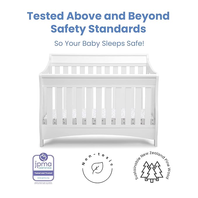 Delta Children Bentley S Series 4-in-1 Crib, White + Serta Perfect Slumber Dual Sided Recycled Fiber Core Crib and Toddler Mattress (Bundle)