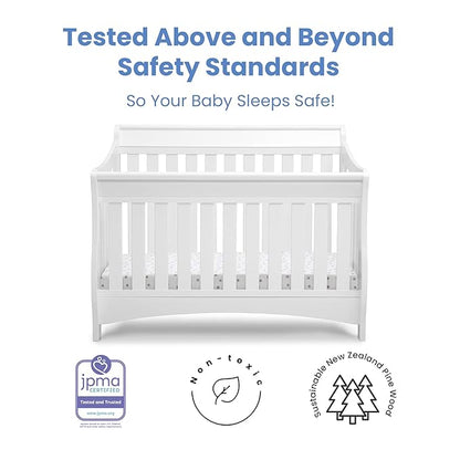 Delta Children Bentley S Series 4-in-1 Convertible Baby Crib, White