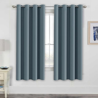 H.VERSAILTEX Elegant Thermal Insulated Blackout Curtains - Nickel Grommet Window Drapes for Living Room/Bedroom - Stone Blue - 52" W x 72" L - (Set of 2 Panels)