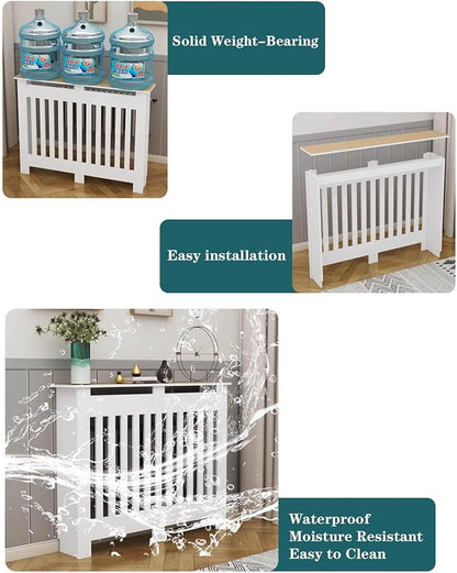 Modern Radiator Covers Wall Heater Cover Cabinet Shelf Bathroom Floor Radiator Shelve, Hide Cluttered Pipes/Easy to Install, Suitable for Household Living Room, White(19.7" Lx23.6 Hx7.9 W)