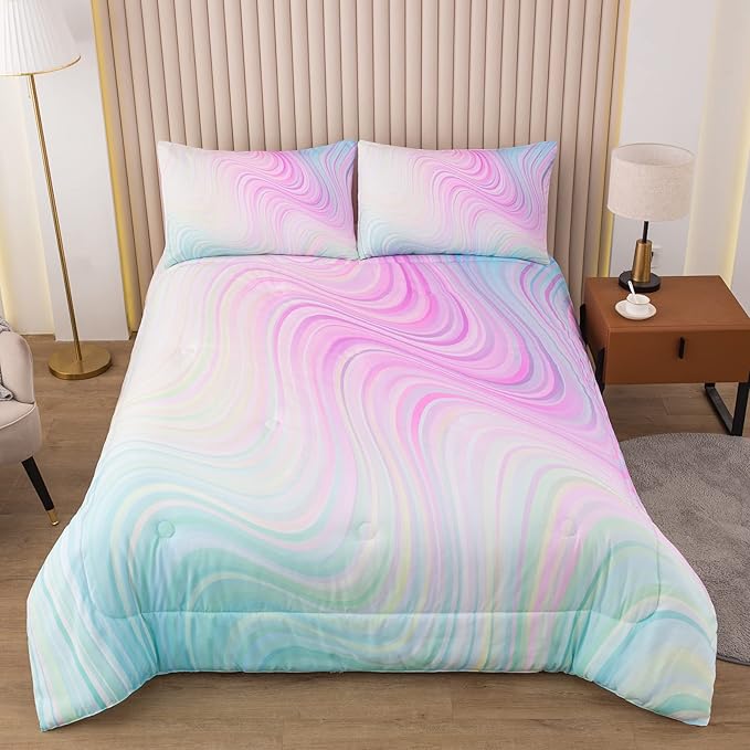 Bodhi Twin Size Comforter Set for Girls,5 PCS Bed in A Bag Girls Pink Bedding Comforter Sheet Set for Kids,Girls Bedding Set,twin size bed set for girls