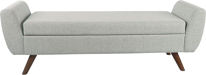 HomePop Modern Storage Bench with Wood Legs Home Décor|Bench with Storage for Living Room & Bedroom - Light Gray Woven