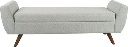 HomePop Modern Storage Bench with Wood Legs Home Décor|Bench with Storage for Living Room & Bedroom - Light Gray Woven
