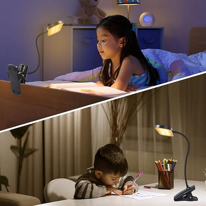 Clip on Light Reading Lights, 36 LED USB Desk Lamp with 5 Color 5 Brightness, Eye Protection Book Clamp Light, Perfect for Video Conference Lighting, Desk, Bed Headboard and Computers (Black)