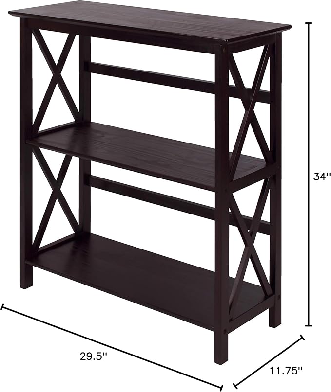 Casual Home Montego 3-Shelf Bookcase, Espresso (New)