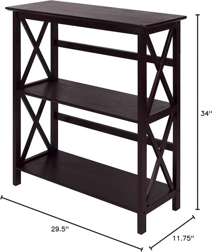 Casual Home Montego 3-Shelf Bookcase, Espresso (New)