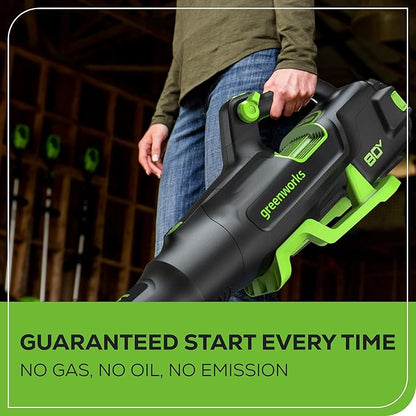 Greenworks 80V 700 CFM Cordless Leaf Blower, 2.5Ah Battery and 45 Minute Rapid Charger