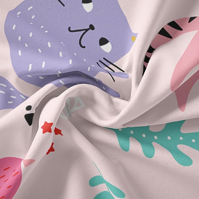 Kawaii Cats Comforter King Size,Pink Cats Kids Comforter Set,3Pcs Bedding Set Printed Comforter with 2 Pillowcases,Down Alternative,Soft and Lightweight,for All Seasons