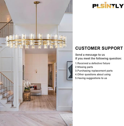 Large Gold Crystal Chandelier Light Fixtures - 24 Lights Modern Crystal Chandeliers for Hotel, Lobby, Foyer, Entryway Hall, Staircase High Ceiling Chandelier 2 Layers