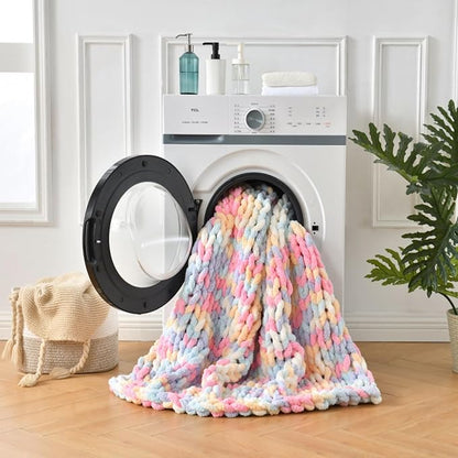 Ultra Soft Chunky Knit Blanket Throw -50x60 Hand Knitted Warm Chenille Throw Blanket, Home Decor Soft Thick Yarn Cable Knit Blanket Breathable Fleece Banket Christmas for Couch Bed Sofa Best GIF