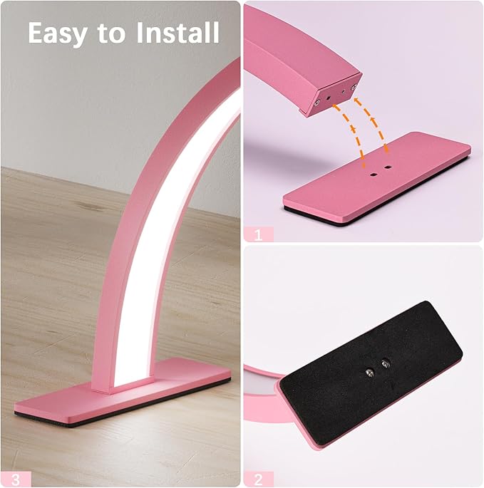 mcwdoit ech, Half Moon Desk Lamp for Lash Eyelash Extensions, Manicure, Tattoo, Eyebrows, Adjustable Brightness 3 Color Temperature 3000k‑6500k