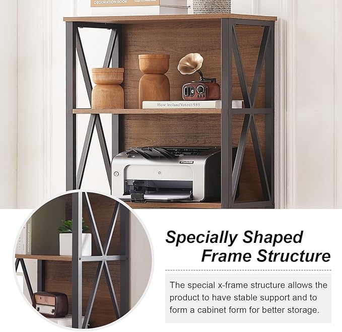 HOMISSUE Bookshelf, 6-Tier Bookshelf, Rustic Wood Metal Bookshelves and Bookcases, Freestanding Open Bookshelf, Industrial Tall Bookcase for Home Office, Living Room and Bedroom, Vintage Brown