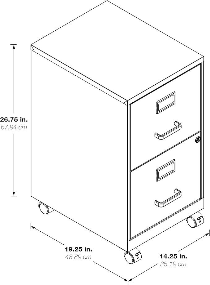 OSP Home Furnishings 2 Drawer Mobile Locking Metal File Cabinet, White