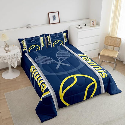 Feelyou Kids Tennis Comforter Set Twin Size Tennis Sports Bedding Set for Boys Girls Teens Bedroom Decor Tennis Gaming Comforter Women Men Tennis Lovers Duvet Set with 1 Pillow Case
