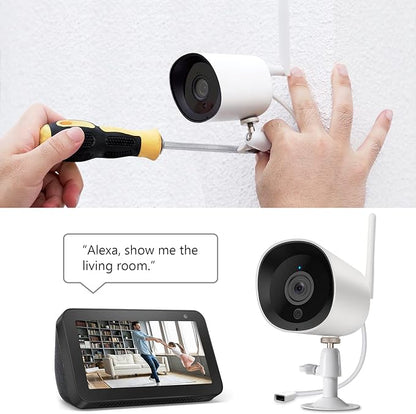Rraycom 4Pack 2K Security Cameras Outdoor, 3MP WiFi IP Camera with Night Vision, Motion Detection, IP66 Waterproof, Cloud Storage, 24/7 Live View Video, Compatible with Alexa