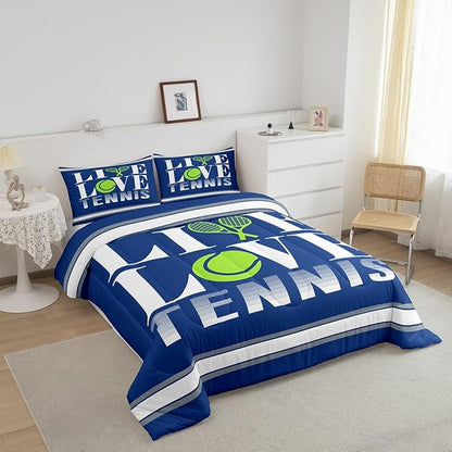 Feelyou Kids Tennis Comforter Set King Size Tennis Ball Bedding Set for Boys Girls Teens Bedroom Decor Ball Gaming Comforter Women Men Gift for Tennis Lover Duvet Set with 2 Pillow Case