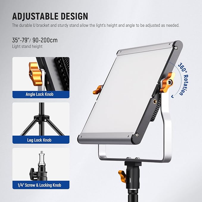 NEEWER 2 Pack Bi Color Dimmable 480 LED Video Light and Stand Kit, 28W 3200K-5600K CRI 96+ LED Panel with U Bracket, 75" Light Stand, Cleaning Cloth, Bag for YouTube Video Recording Studio Photography