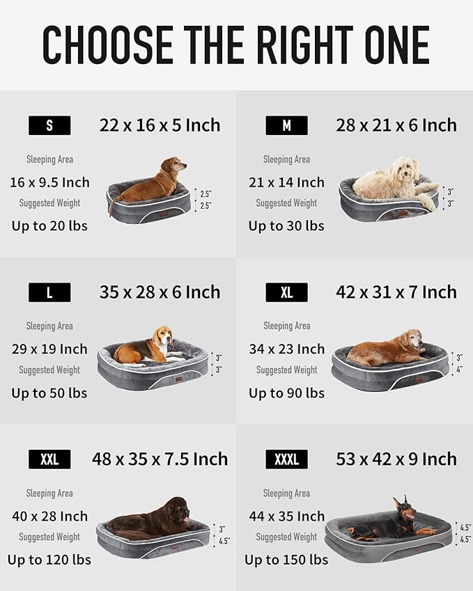 OhGeni Orthopedic Dog Bed Couch for Large Sized Pets with Egg Foam Support, Four-Sided Bolster Cushions, Soft Tear-Resistant Fabric, and Removable Machine Washable Plush Cover 35-Inch (Black)