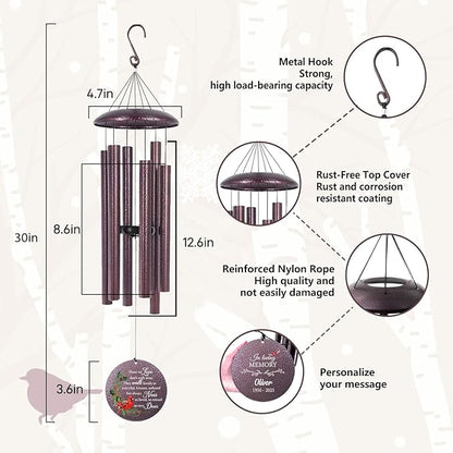 ASTARIN Personalized Cardinal Wind Chime Memorial, Customized Sympathy Wind Chimes for Loss of Loved One, in Memory of Loved Ones Lost, Bereavement Gifts Windchimes Outdoor