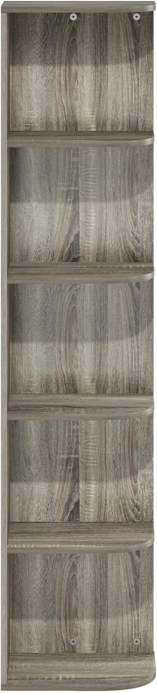 Furinno Pasir 5-Tier Corner Open Shelf Bookcase, French Oak