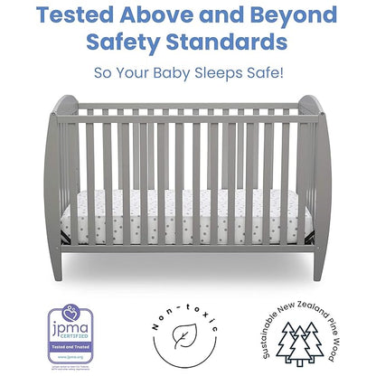 Delta Children Taylor 4-in-1 Convertible Baby Crib, Easy to Assemble, Sustainable New Zealand Wood, Grey