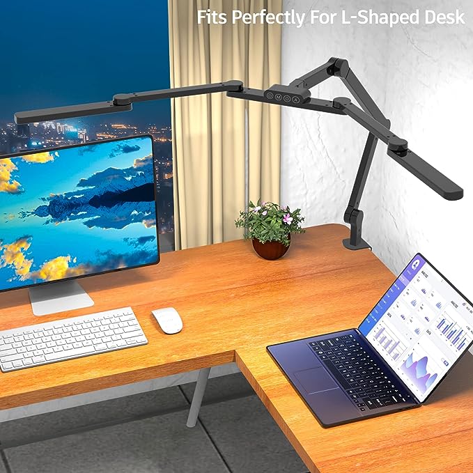 LED Desk Lamp with Clamp, 41.5" Clamp on Architect Desk Lamp for Home Office, 24W Bright Tall Computer LED Desk Light Clip on Office Lamp Adjustable Overhead Table Light for Work Craft