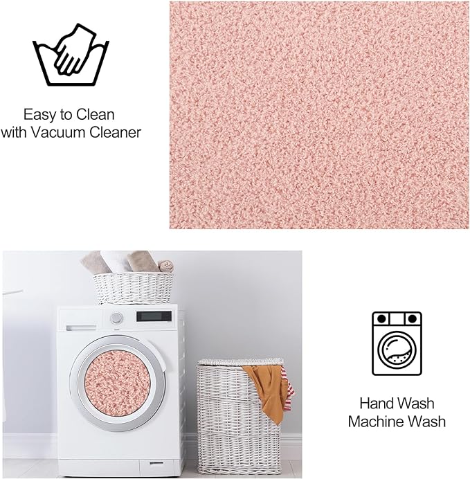 Area Rugs for Bedroom Living Room, 4x6 Pink Super Soft Comfy Thickened Memory-Foam Indoor Carpets, Modern Aesthetic Minimalist Carpet for Boys Girls Adults Apartment Nursery Home Décor