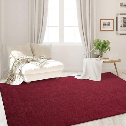 Area Rugs for Bedroom Living Room, 6x9 Rose Red Super Soft Comfy Thickened Memory-Foam Indoor Carpets, Modern Aesthetic Minimalist Carpet for Boys Girls Adults Apartment Nursery Home Décor