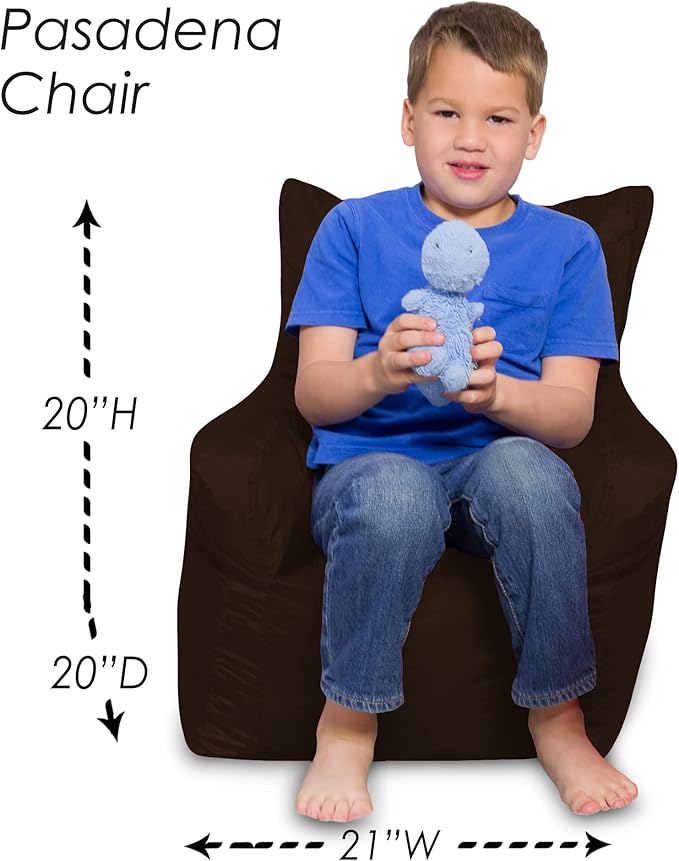 Posh Creations Structured Comfy Bean Bag Chair for Gaming, Reading, and Watching TV, Pasadena Chair, Microsuede - Chocolate