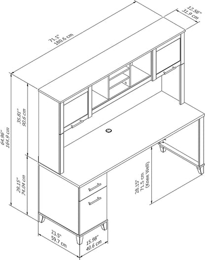 Bush Furniture Somerset 72W Office Desk with Drawers and Hutch in Hansen Cherry