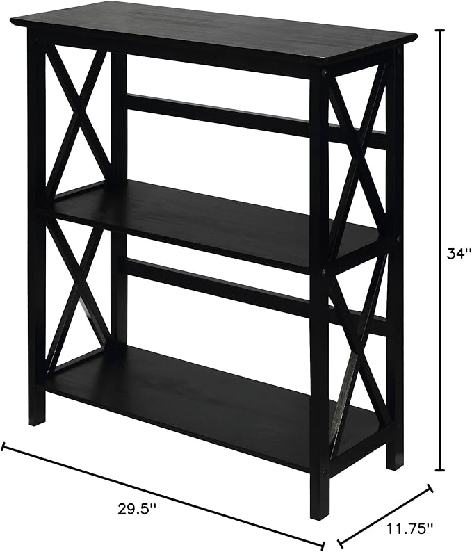 Casual Home Montego 3-Shelf Bookcase, Black (New)